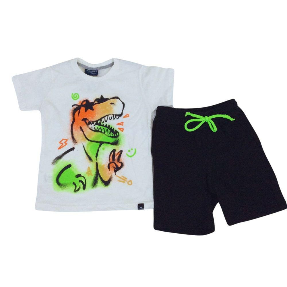 Conjunto Vrasalon Verão Masc Cru e Preto
