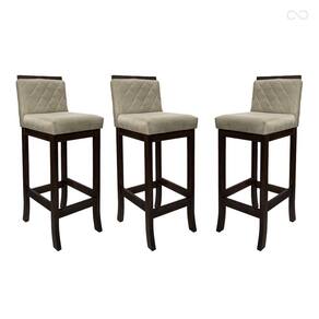Kit 3 Banquetas Média para Balcão Nice em Madeira Maciça Matelassê Suede Bege CCS
