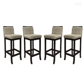 Kit 4 Banquetas Alta para Cozinha Nice Madeira Maciça Matelassê Suede Bege CCS