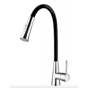 Torneira de cozinha Monocomando Lorenzetti Loren Flex 2257 B27 black acabamento cromado