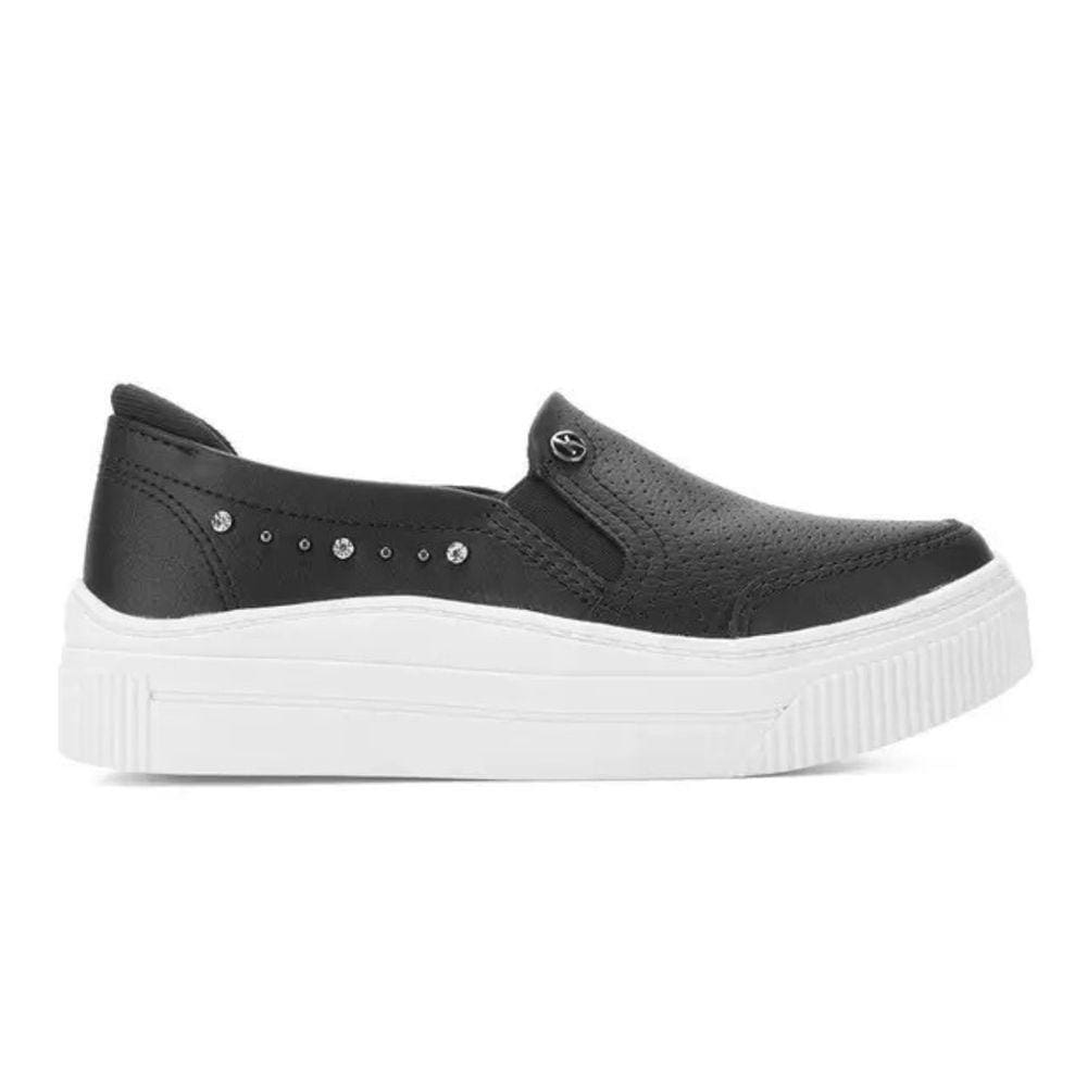 Tênis Kolosh Feminino Calce Fácil Slip-On Flatform Médio Preto