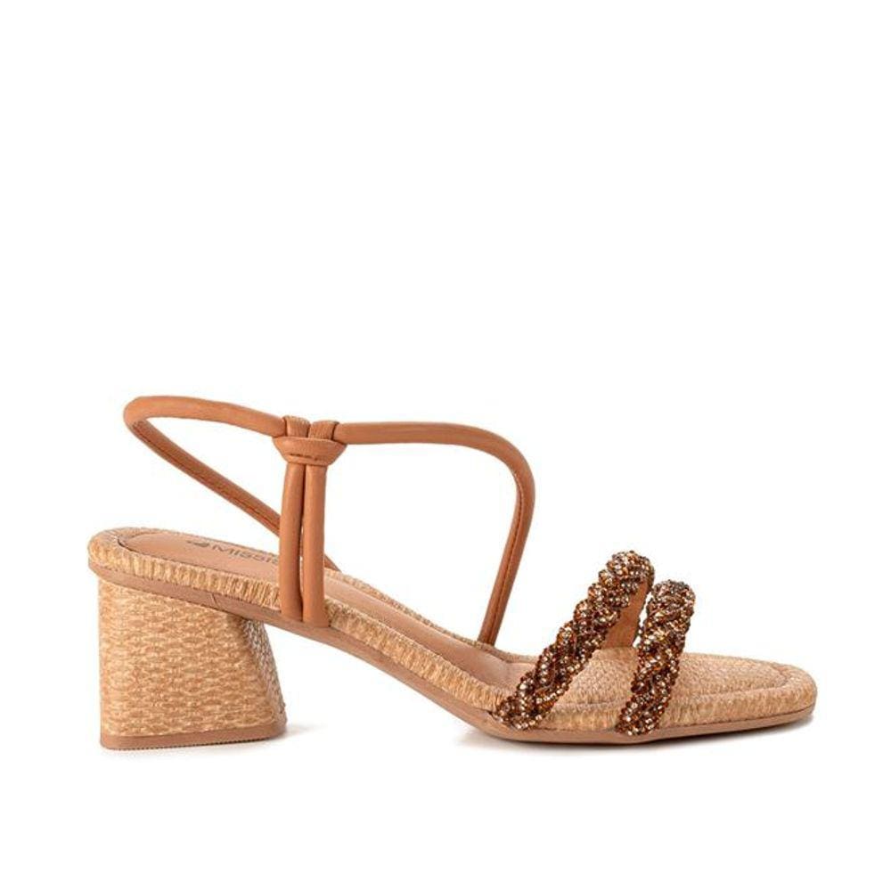 Sandália Feminina Salto Bloco Mississipi Bronze Rose Casual