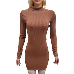 Vestido Feminino canelado Sem Bojo Costa Aberta