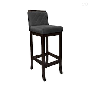 Banqueta Média para Balcão de Cozinha Nice Madeira Maciça Matelassê Suede Cinza CCS