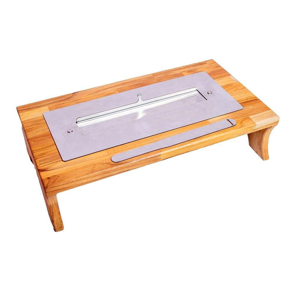 Lareira de Mesa Portátil Ecológica Inox a Álcool 39x16,5x6cm