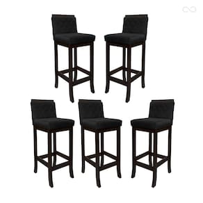 Kit 5 Banquetas Média para Balcão Nice em Madeira Maciça Matelassê Suede Preto CCS