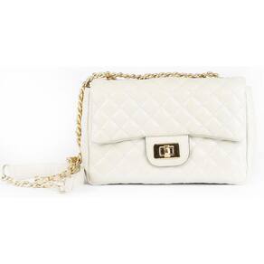 Bolsa Feminina Luxo Matelasse Couro Off White Ouro