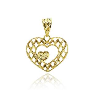 Pingente Coração Vazado Bojudo 2Cm Em Ouro 18K