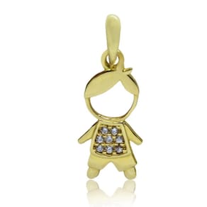 Pingente Menino 2 Cm Com Zircônia Em Ouro 18K