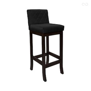 Banqueta Alta para Balcão Tóquio em Madeira Maciça Matelassê Suede Preto CCS
