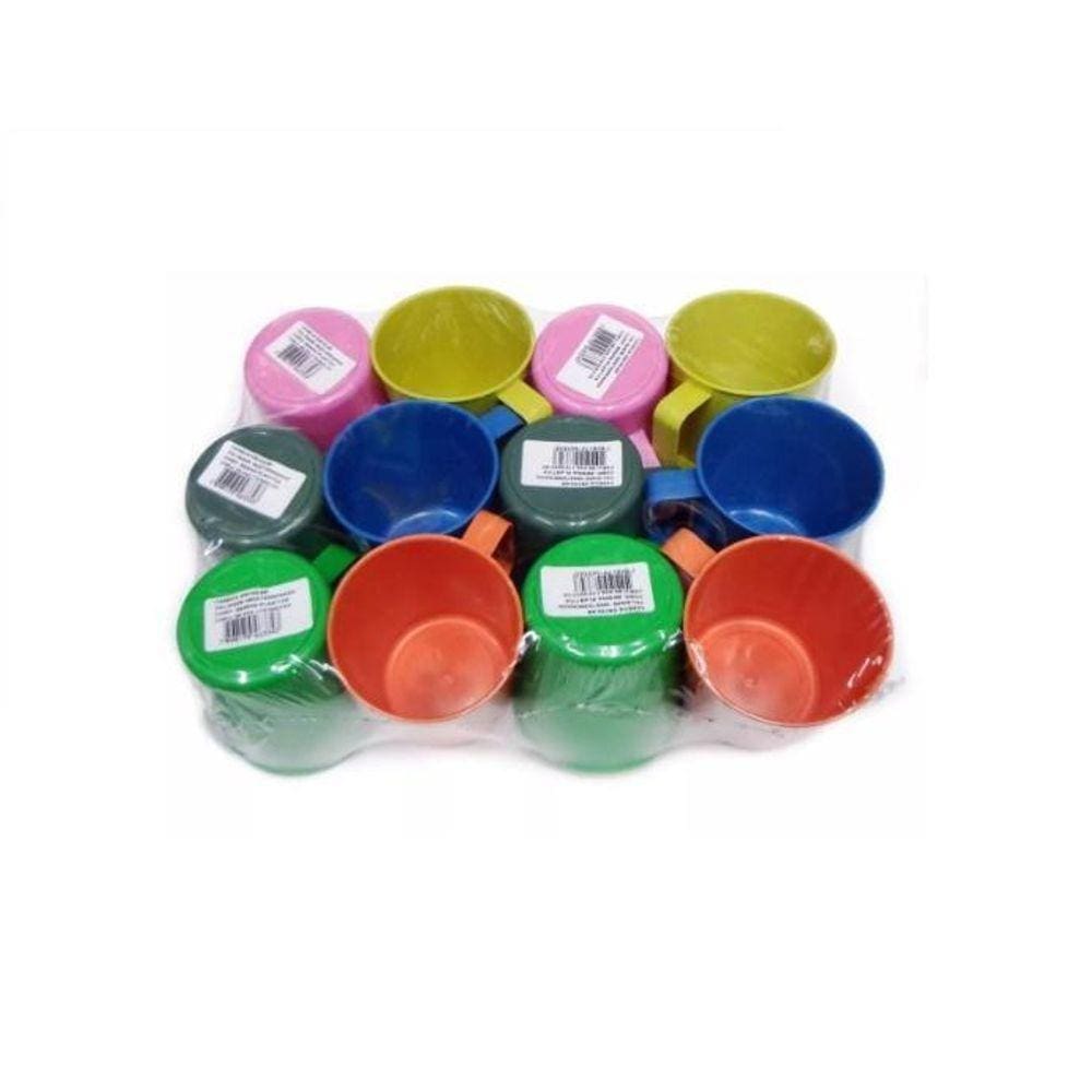 Caneca Plástica Para Merenda Escolar 300 Ml Cores - 24 Peças