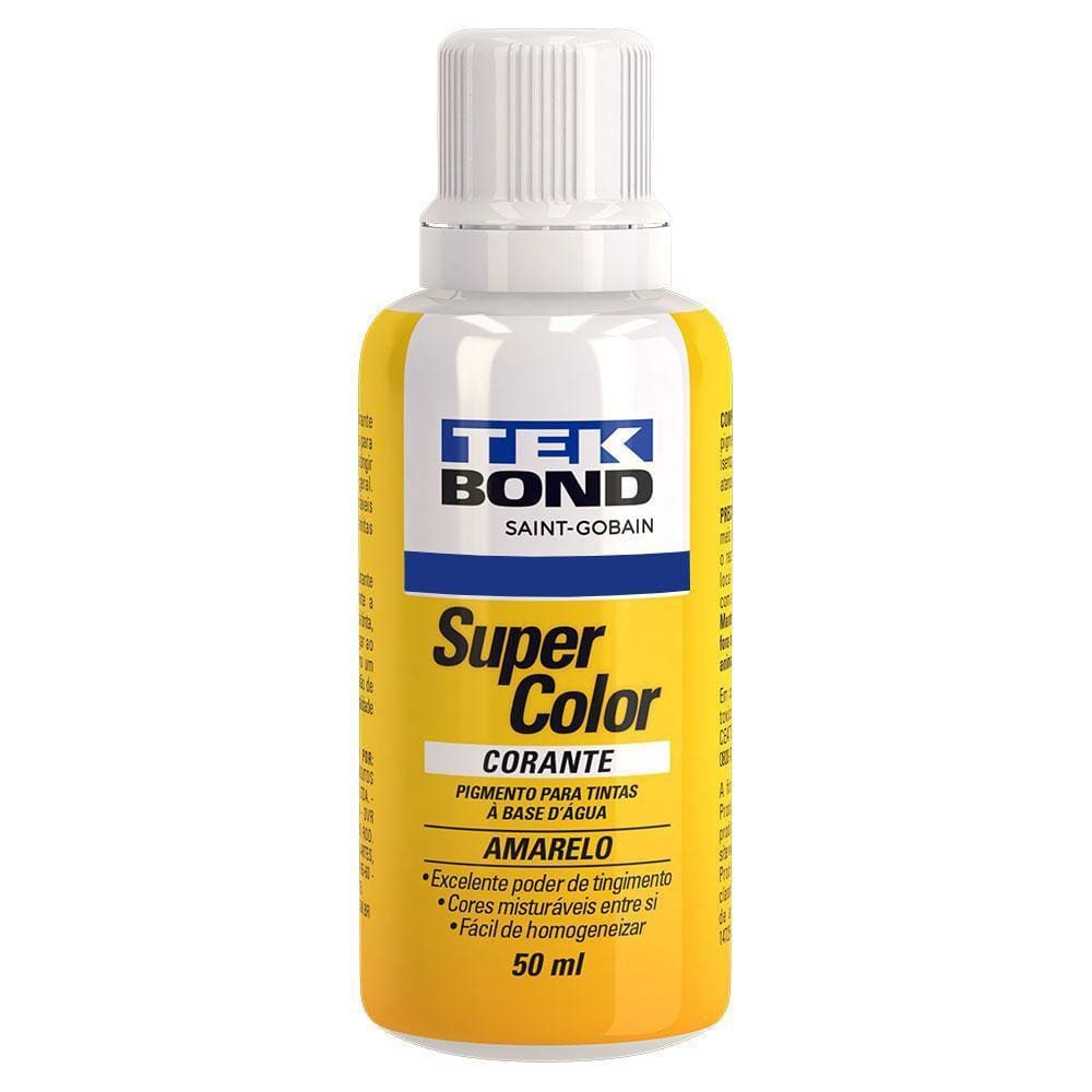 Corante Liquido Tintas Super Color Amarelo 50 Ml Tek Bond