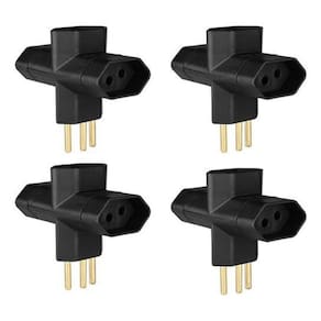 4 Adaptadores T Para Tomada 2P+T 10A Três Polos Margirius