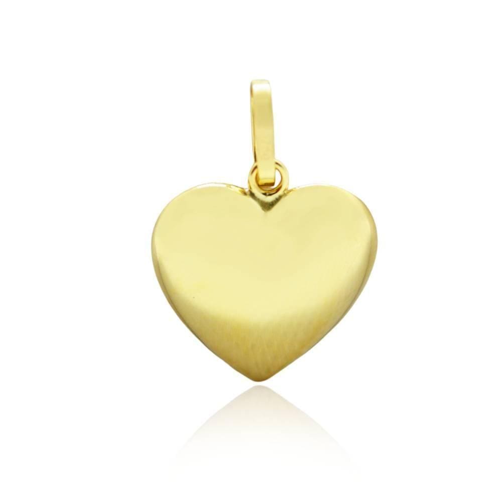 Pingente Coração Bojudo 2,5 Cm Em Ouro 18K