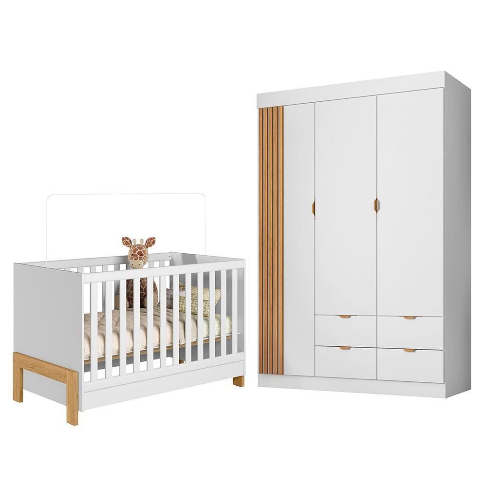 Jogo de Quarto Infantil Ayla com Guarda Roupa e Berço - Phoenix Baby