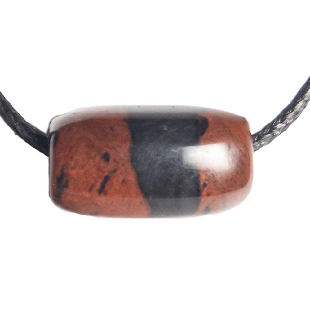 Pedra Obsidiana Mahogany Barril Furado Longitudinal 15mm