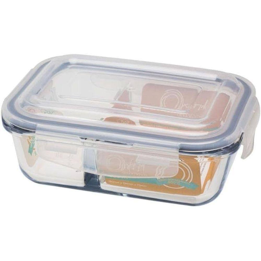 Pote Hermético De Vidro Borosilicato Retangular Com Divisória 580ml Oxford