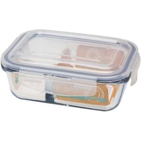 Pote Hermético De Vidro Borosilicato Retangular Com Divisória 580ml Oxford