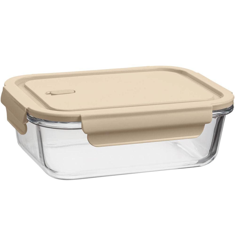Pote de Vidro Hermético 1,04L Retangular Capuccino UZ Porta Mantimentos Marmita Borossilicato
