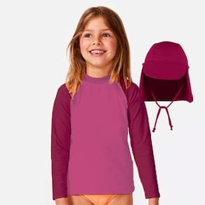 Conjunto Camiseta Praia Proteção Solar UV 50+ Bone Infantil Bebe