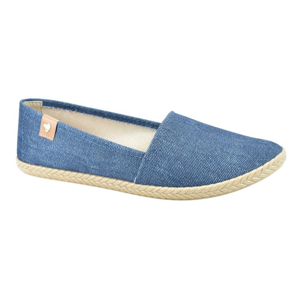 Sapatilha Moleca Tecido Denim Fresh Marinho Feminino Conforto