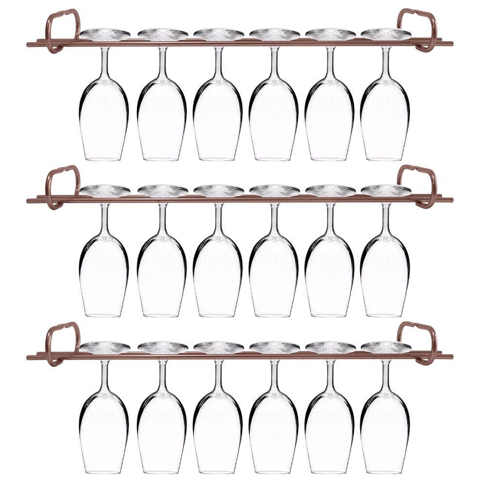 Conjunto 3 Organizadores Porta Taças 42cm Suportes Suspensos Para Taças Rose Gold
