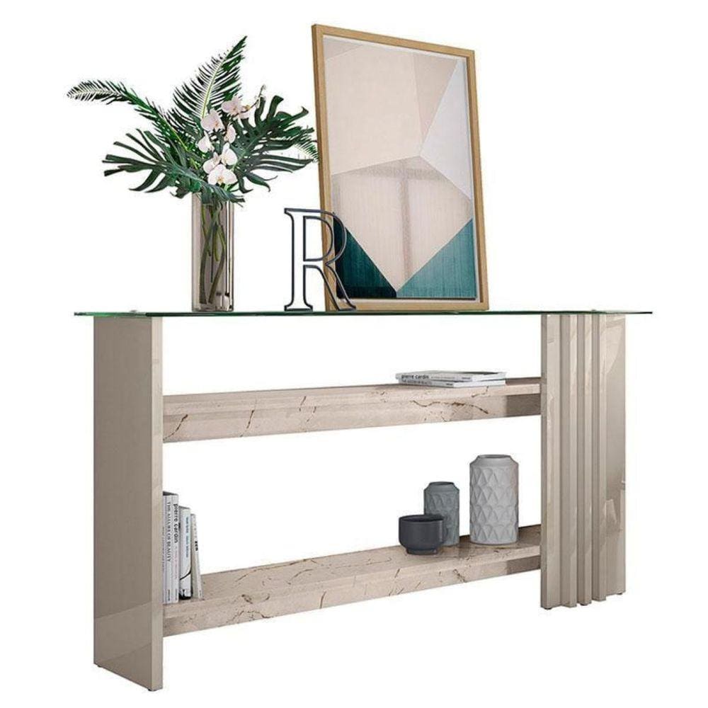 Aparador de Sala Frizz Cor Calacata e Off White - Madetec Móveis