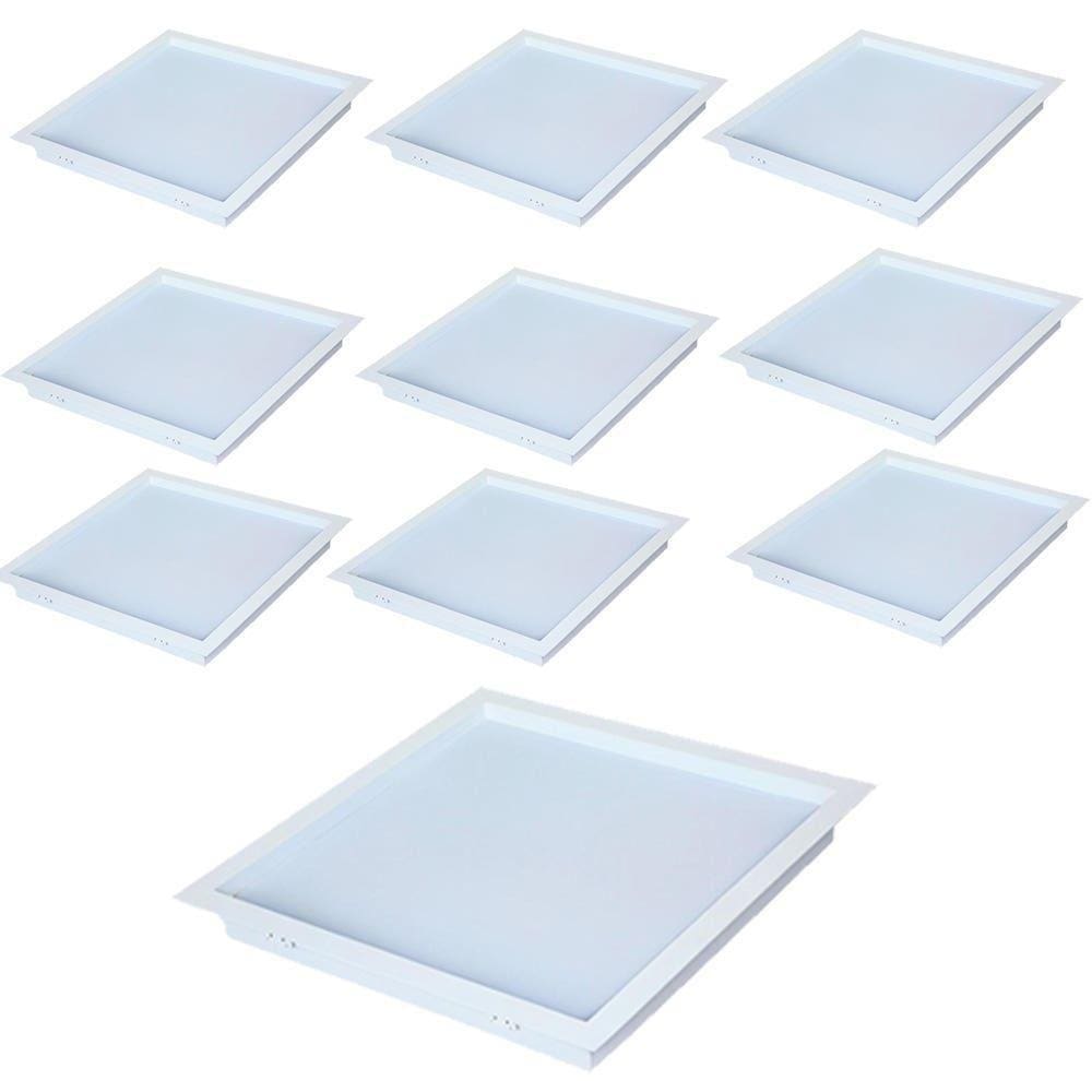 Kit 10 Plafon Led 6500K Quadrado 24w Painel Embutir Slim AVANT