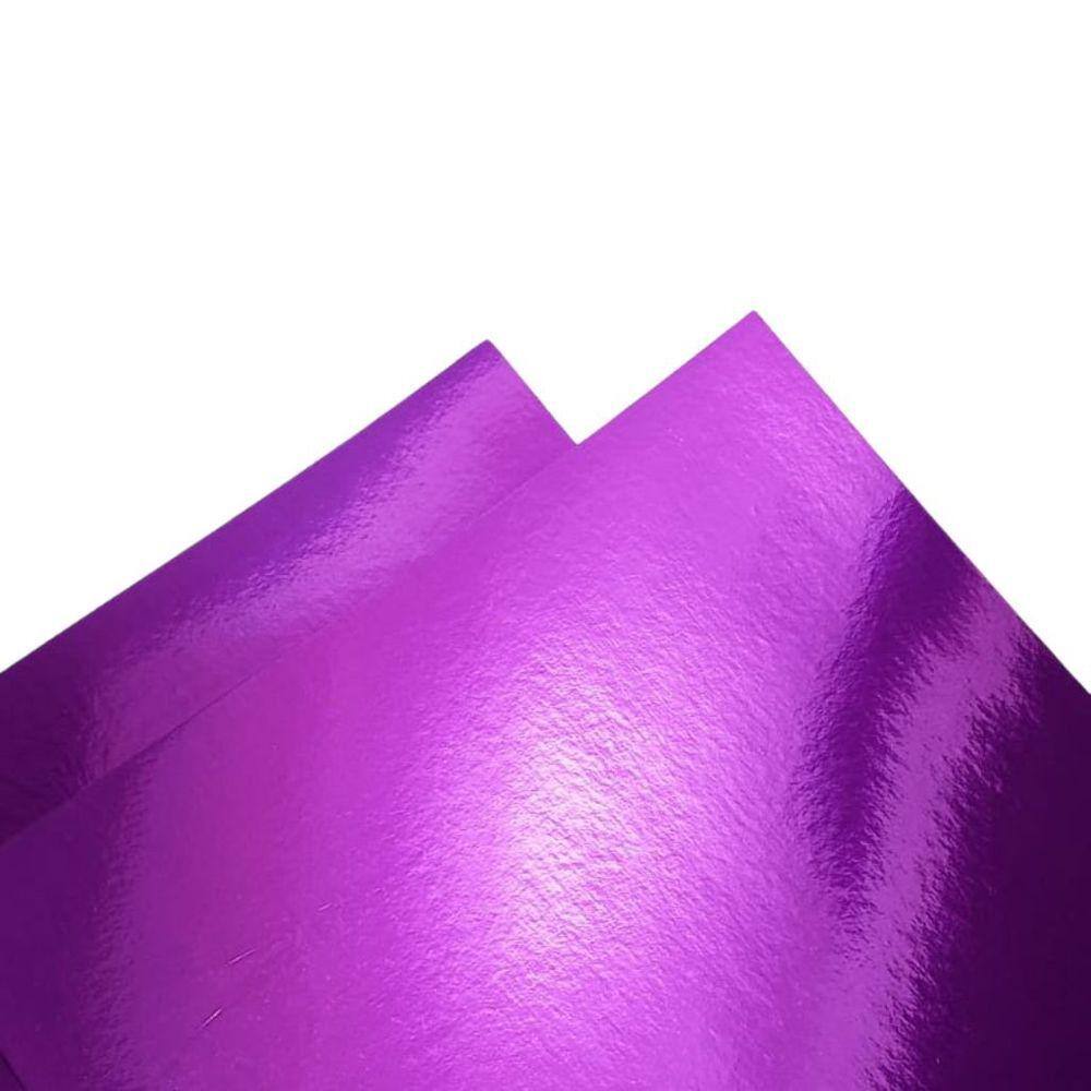 Papel Lamicote Laminado Pacote com 10 folhas A4 Roxo - 250G/m²