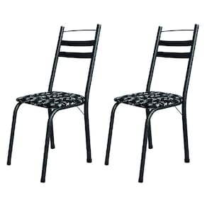 Conjunto Com 2 Cadeiras Tubular Itália Preto Floral Artefamol