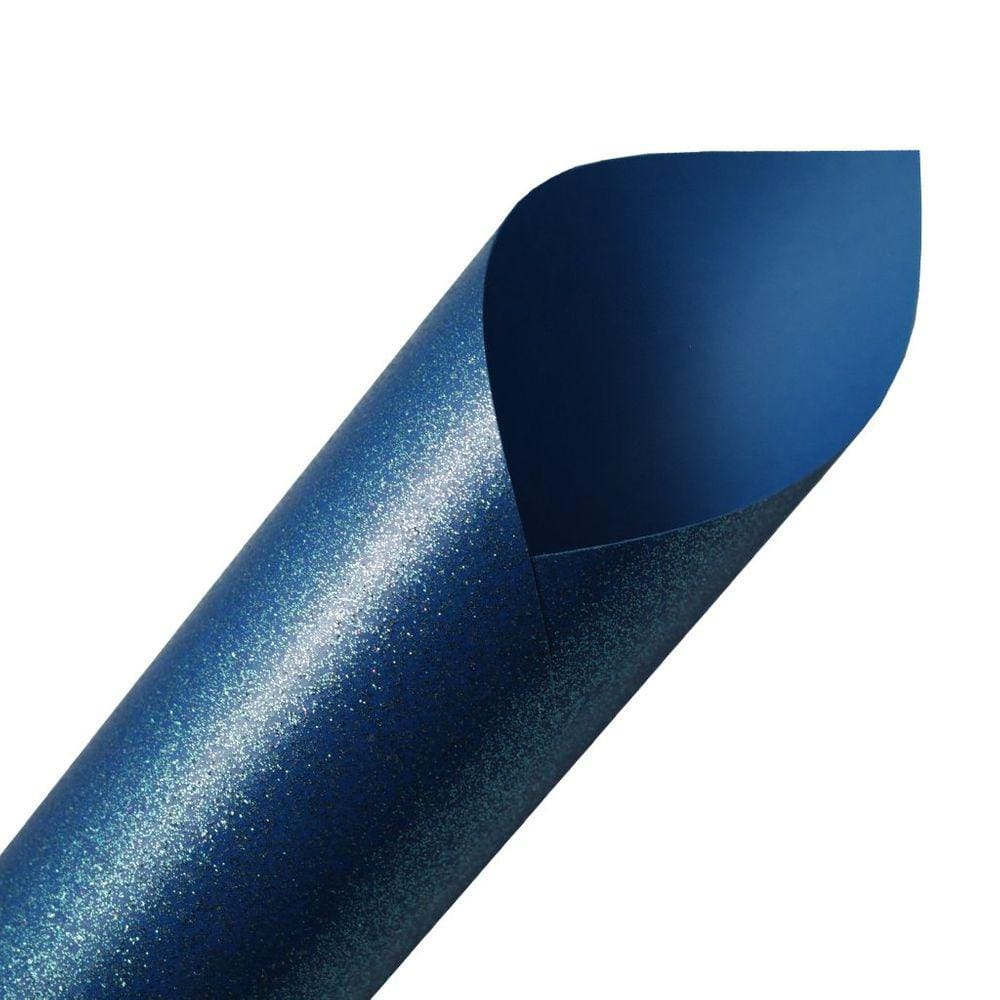 Papel Puro Glitter 250g - Pacote com 3 Folhas 30,5x30,5cm Azul Royal