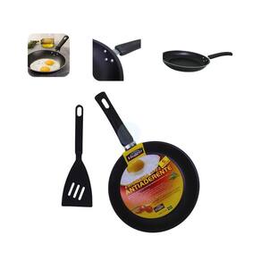 Kit 5 Frigideira Preta Antiaderente Alumínio 22Cm + Espátula