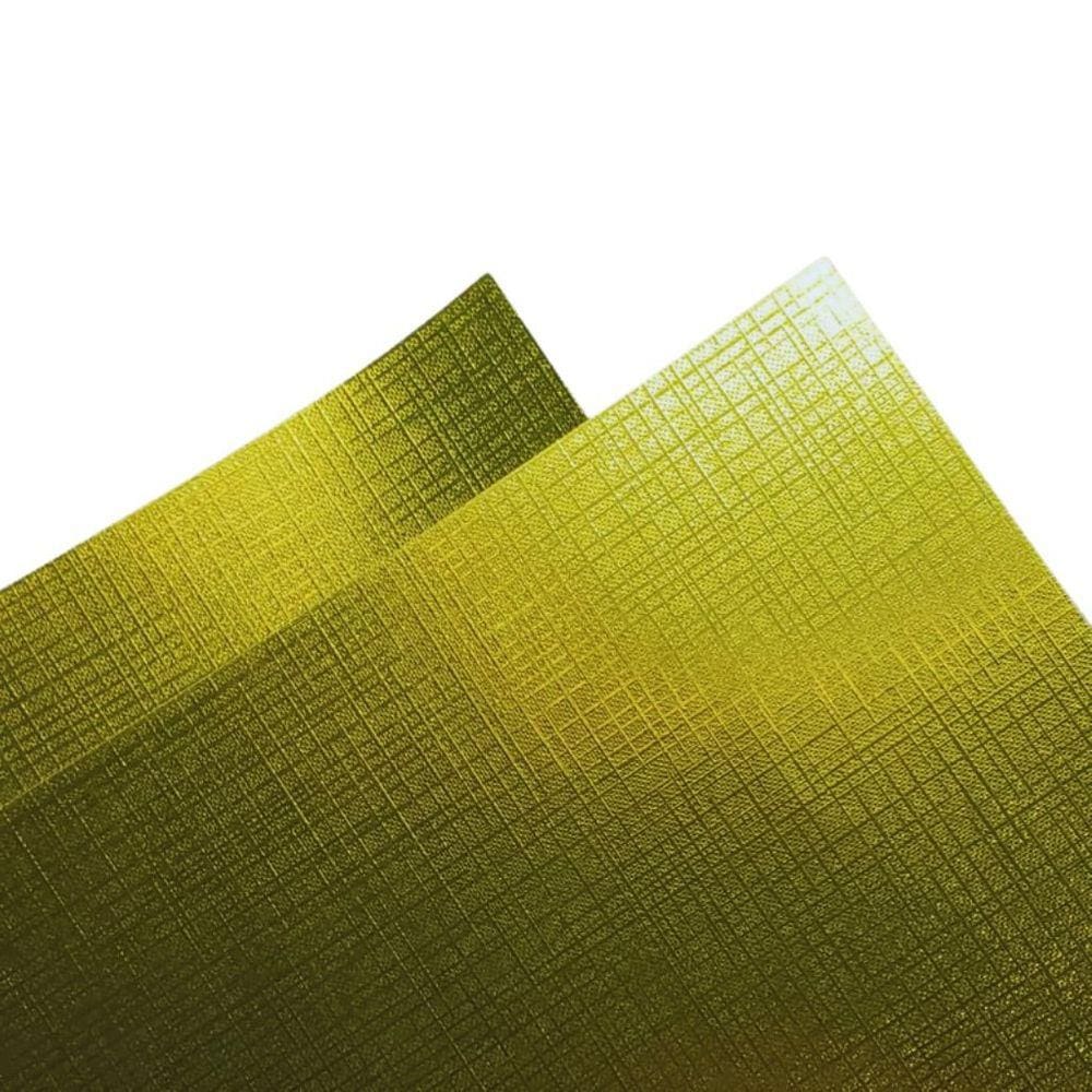 Papel Laminado Telado Pacote com 10 folhas A4 Dourado Ouro - 250G/m²