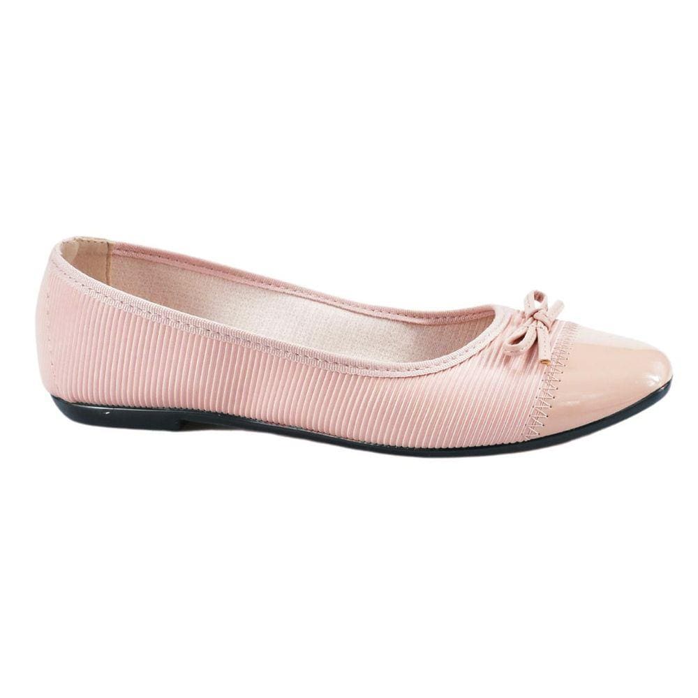 Sapatilha Moleca Canelado Rosa Bico Quadrado Verniz Feminina