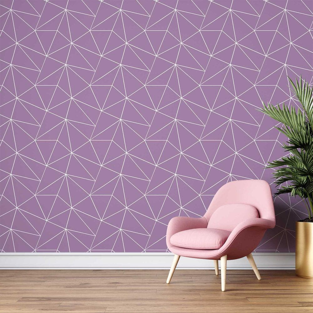Papel De Parede Adesivo Zara Lilás e Branco
