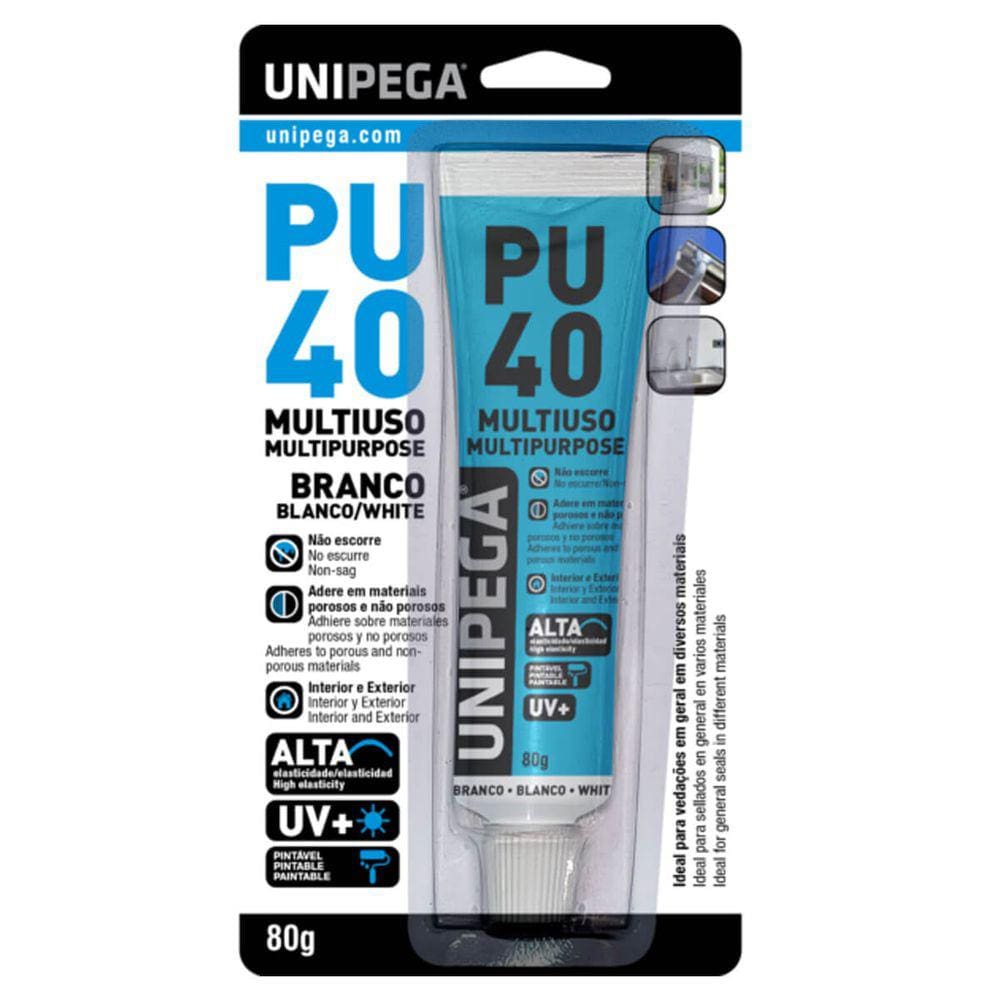 Adesivo Multiuso PU 40 Branco 80g Unipega