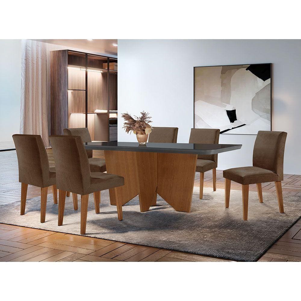 Sala De Jantar Mesa Evora Copo 6 Cade. Grecia Vel.marrom