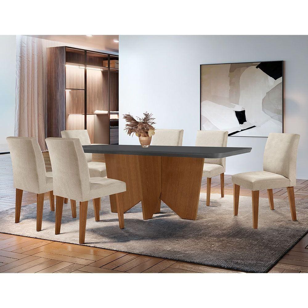Sala Jantar Evora Copo 6 Cad. Grecia Rufato Veludo Creme