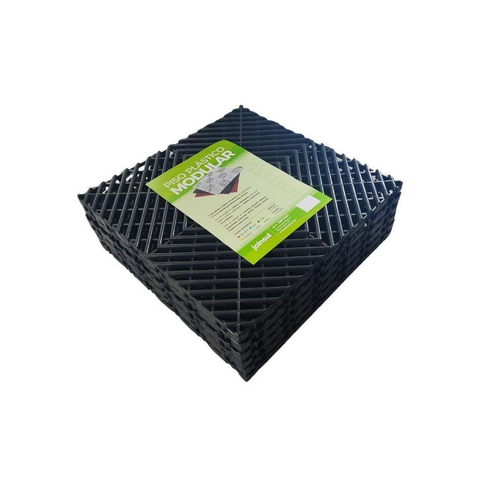 Piso Tapete Modular Preto Áreas Úmidas - Kit Com 06 Pç 30X30