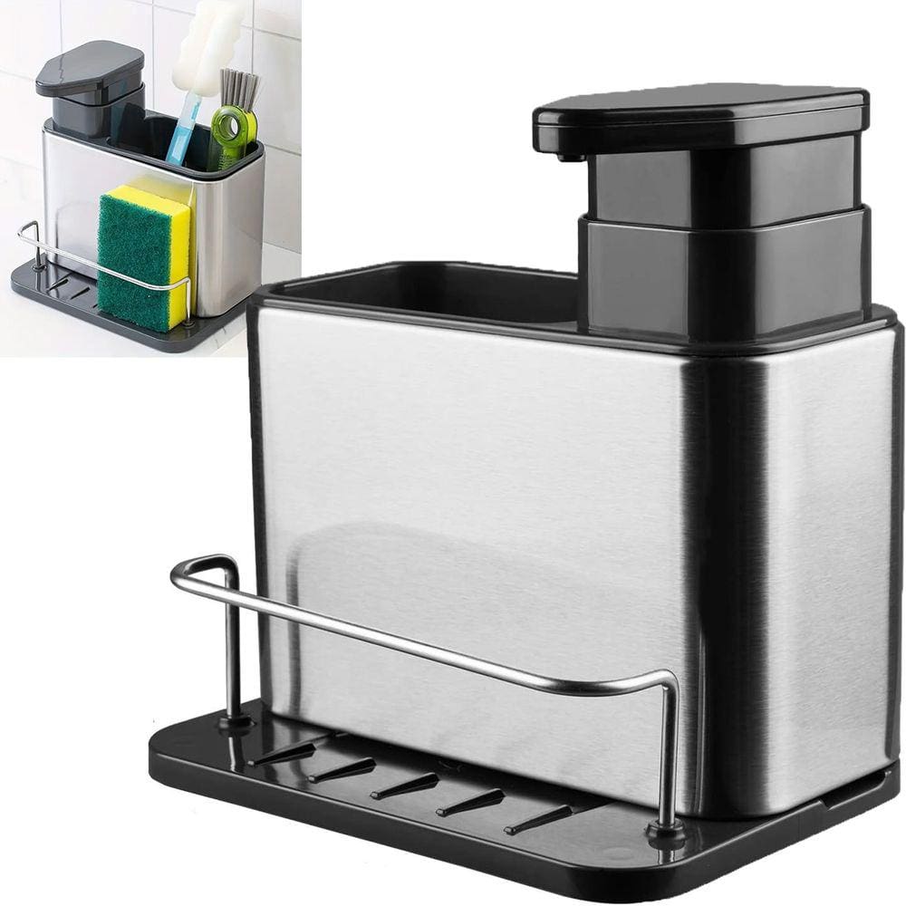 Dispenser Detergente 3 Em 1 Porta Esponja Talher Escorredor Louça Cozinha Balcao Higiene Escorre Limpa