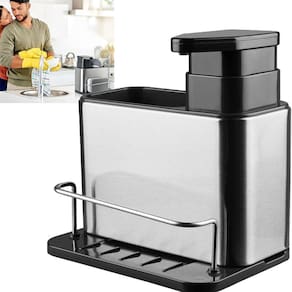 Dispenser 3 Em 1 Porta Bucha Detergente Sabao Escorredor Cozinha Pia Balcao Higiene Escorre Louça Garfo Talher
