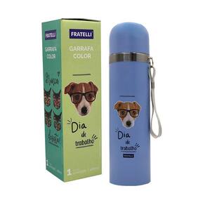 Garrafa Color Estampa Pet Inox 480Ml - Azul