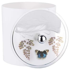 Lixeira Decorada Branca com Borboleta Azul