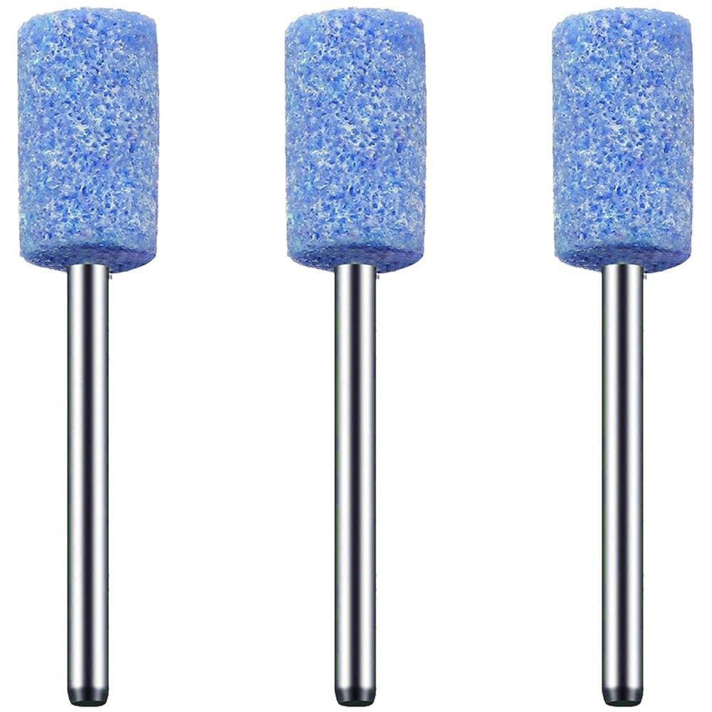 Kit 3 Ponta Montada 10Mm Rebolo Azul Haste 3Mm Mini Retífica