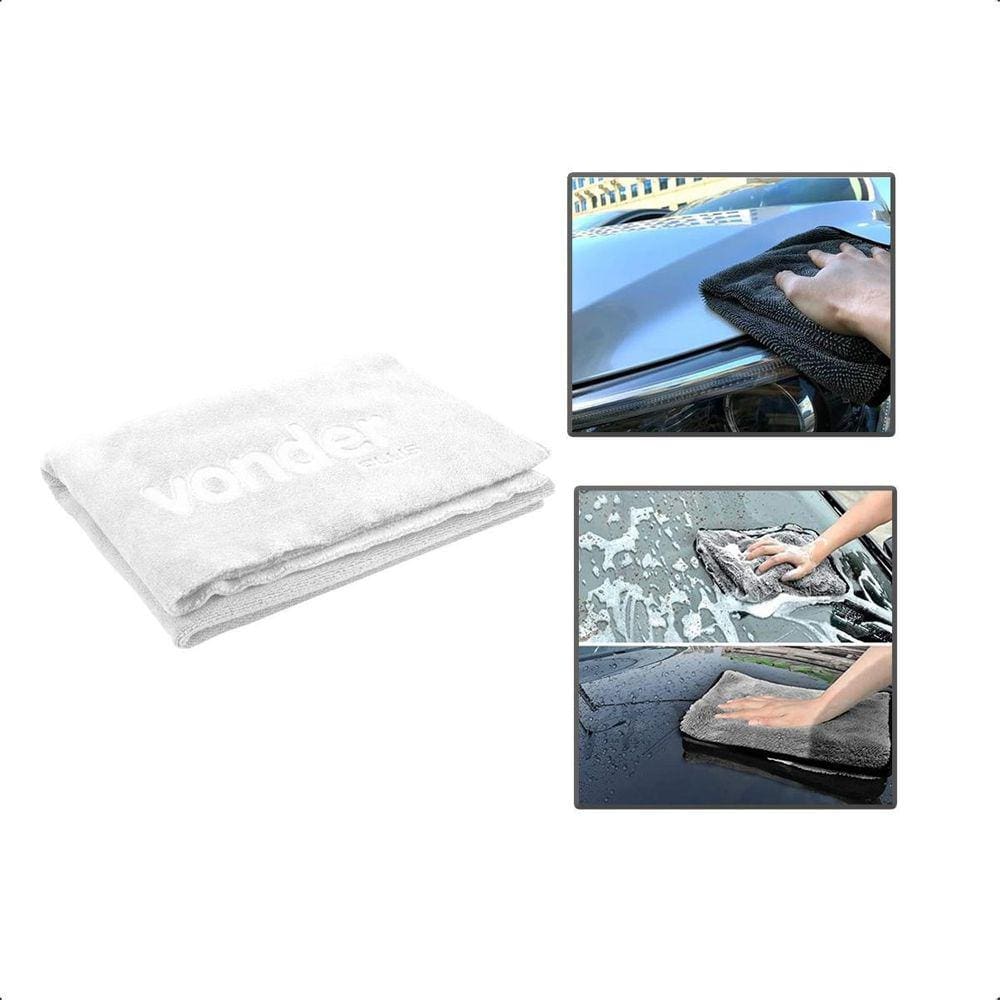 Toalha Microfibra Extramacia Seca Automotiva 60X40Cm Branco