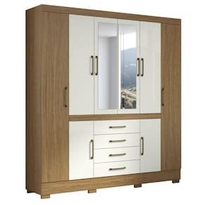 Guarda Roupa Napoli 8 Portas 4 Gavetas Com Espelho Aramoveis Atacama Com Off White