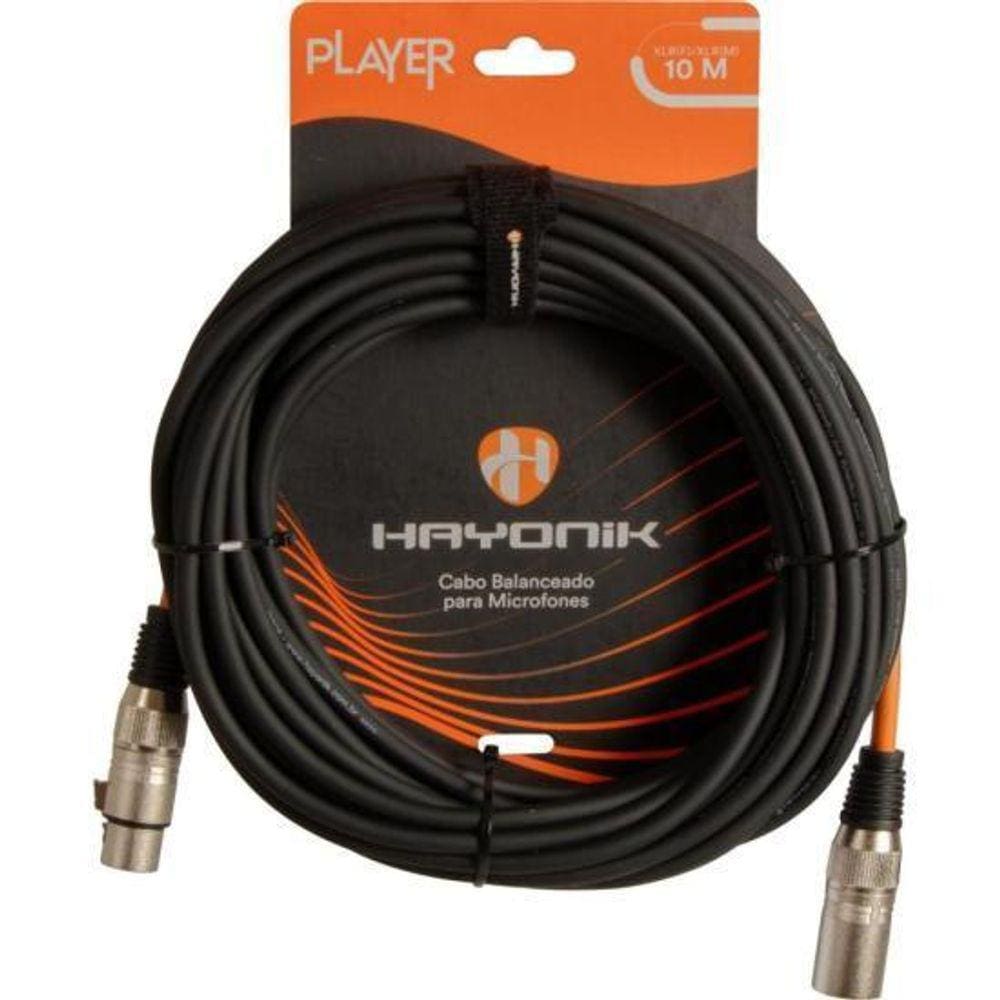 Cabo Para Microfone Player Xlr F  X Xlr M  10M Preto Hayonik