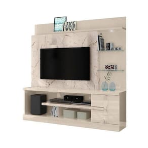 Estante Home Theater Alan Para TV até 55 1 Porta Cor Calacata e Off White - Madetec Móveis