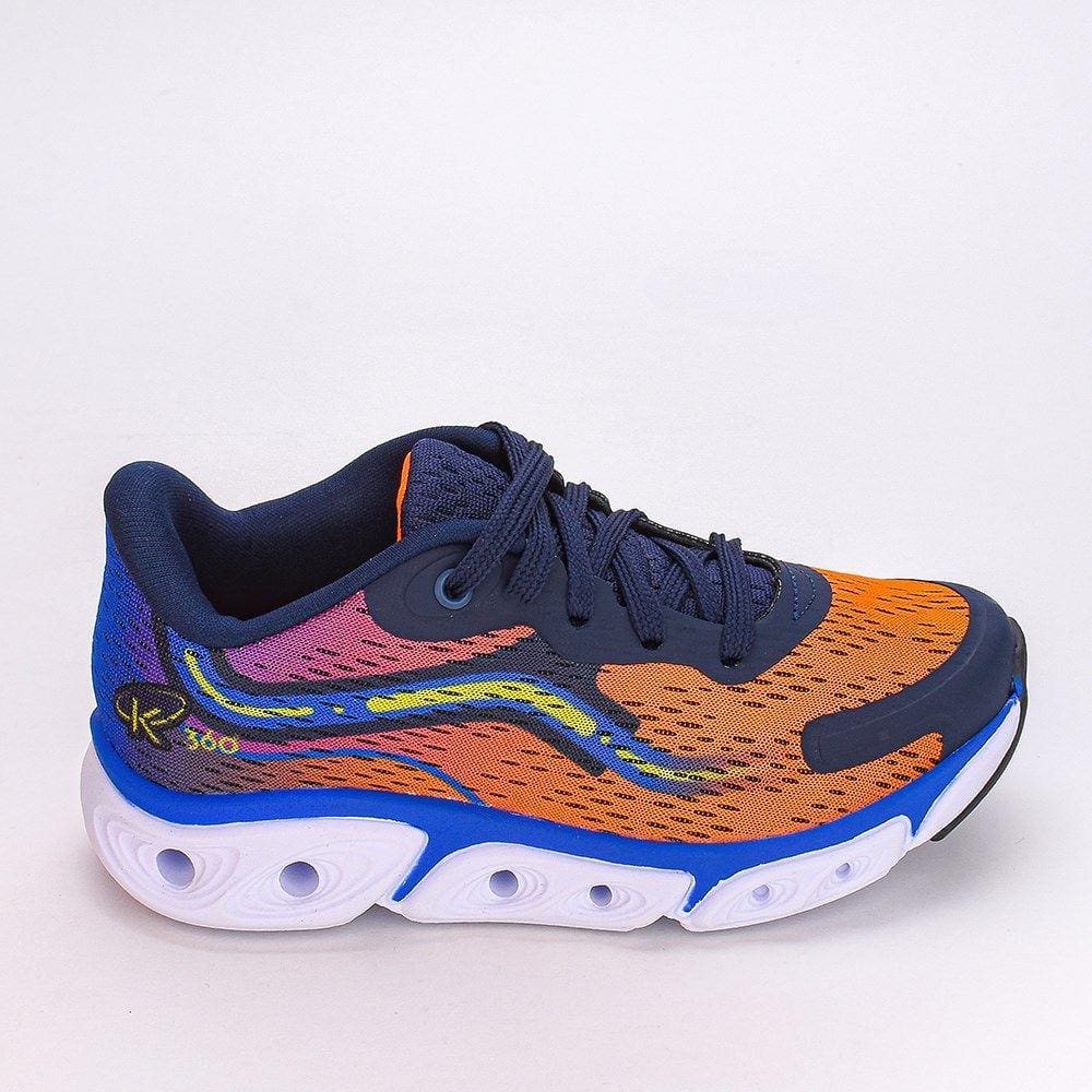 Tênis Infantil Esportivo Kidy Impulso Azul e Laranja Neon