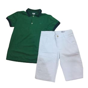 Conjunto Festa Zemar Masc Bermuda e Polo Verde e Branco